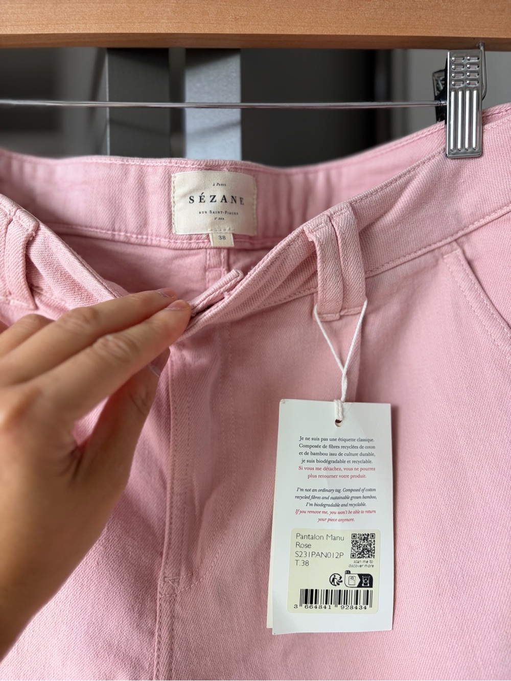 Sezane Manu trousers - Straight-Leg Jeans in Soft Pink size 6/38 - Picture 4 of 5
